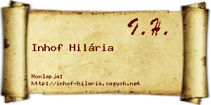 Inhof Hilária névjegykártya